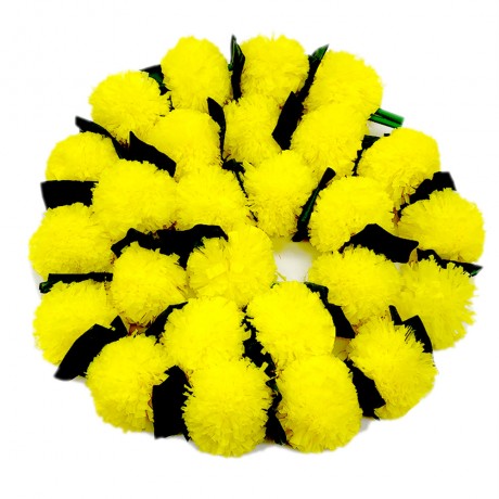 Decorative Artificial Yellow Marigold Flowers with Green Leaves (55 Inches)